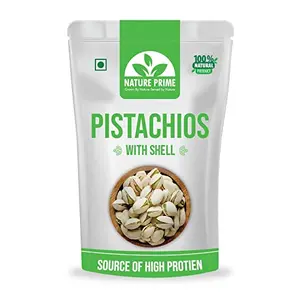 Nature Prime Californian Roasted & Salted Pistachios - Pista Dry Fruits (Pouch Pack) Healthy Morning Snack and Breakfast (400G)