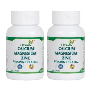 Nveda Calcium Supplement 1000 mg with Vitamin D Magnesium Zinc & Vitamin B 12 For Men & Women/ For Immunity Bone & Joint Support -Pack of 2 120 Tablets