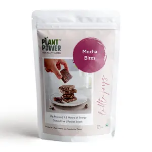Plant Power Mocha Protein Bites For Men Women & Kids 350 Gram Pack - 10 Pc Box 35 gm Energy Bite with No Added Sugar
