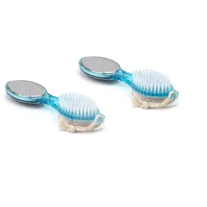 Wheezy 4 In 1 Multi Use Pedicure and Manicure Paddle Brush Kit Tool Cleanse Scrub File and Buff; for Feet Hand Toes Nails Cleaning Brush (Colour May Vary) (Pack of 2)
