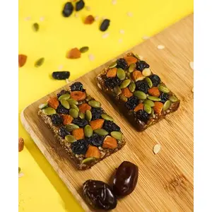 VegOChef Wholesome Nut and Fruit BarsVegan Bar with Goodness of Dates Raisins Almonds Walnuts and Sunflower Seeds - Complete Sugar Free Nutritious Bar Health Hamper (Pack of 6 - 50gms Each)