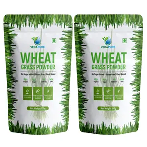 Vedapure 100% Natural & Organic Wheatgrass Powder Helps in Immunity & Energy - 100gm (Pack of 1)) (Pack of 2)
