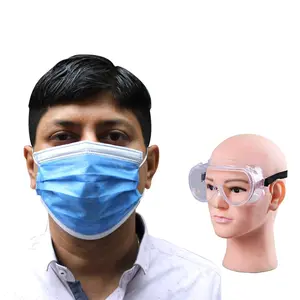 ORILEY AYURVEDA Combo of 1 Piece Goggle OR0015 FDA Approved 4 Ply Non Surgical Disposable Face Mask with 2 Layer Nose Mouth Cover (75 Pcs)