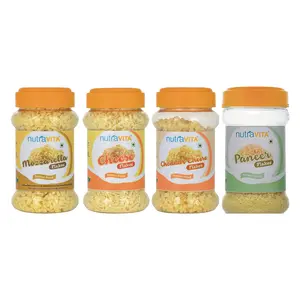 Nutra Vita Freeze Dried (Combo Pack of 4) Cheddar Cheese Flakes | Mozzarella Cheese Flakes | Paneer Flakes |Cheese Flakes (100g Each)