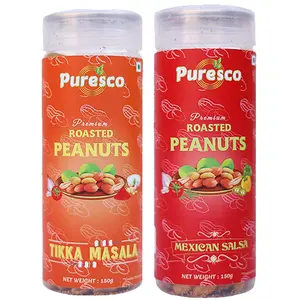 Puresco Premium Roasted Peanuts | Combo of Tikka Masala & Mexican Salsa Peanuts  150 gms + 150gms