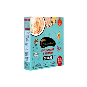Naturelish Rice Banana and Almonds Cereal | Porridge | 100% Natural Healthy and tasty breakfast / snack option for kids | No preservatives salt or sugar | 200 GM