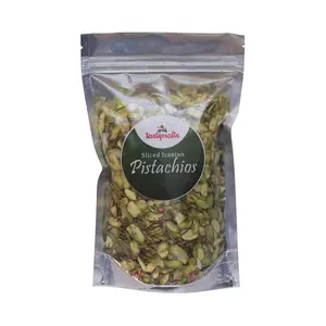 Encrust Ventures Tastycrafts Sliced ni Pistachios | Pista Chips | Dry Fruit for Cakes and Sweets DECOR | Pistachio for Food Garnishing - 100 gm