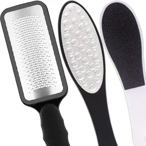 Foot Files Stainless Steel Pedicure and Dual Sided Foot File Hard Skin Remover Professional Foot Care Tool for Hard Skin and Dry Cracked Feet Scraper - 3pcs/Set