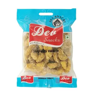 Dev Snacks Jaggery Coated Banana Chips / Sharkara Upperi / Sharkara Varatti - 300 Grams