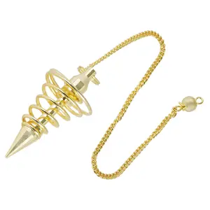 Arihant Gems and Jewels Crystal Therapy Gold Plated Hard Coil Twisted Pendulum Cone Vortex Chamber Reiki Wiccan