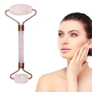 Allin Exporters Jade Roller Needle Facial Massager Himalayan Natural Stone Face & Body Massage Skin Care Beauty Tool for Neck Toning Firming & Serum Application (Light Pink)