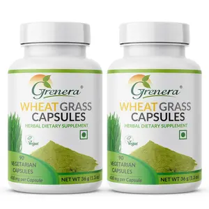 Grenera Wheatgrass Capsules 400 mg 90 Vegetarian Capsules/Bottle - Pack of 2