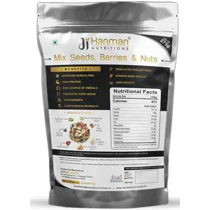 Hanman Nutritions Mixed Dry Fruits and Nuts and Seeds & Berries Mix Seeds for Eating 7+ Varieties Pumpkin Seeds Sunflower Seeds Flax Seeds Cashew Nuts Almond Nuts Cranberries Black Raisin 275gm