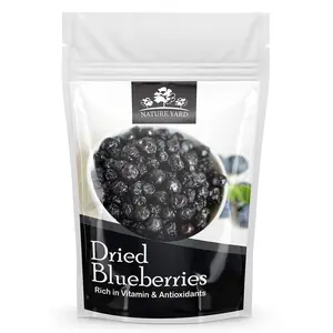 NATURE YARD Blueberry dry fruit without sugar - 400gm - Organic Unsweetened Blueberries Blue Berry ( Vegan & Gluten Free snacks )