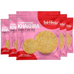 Befikar Khakhra - Simply Salted Pack of 5 (180g Each)