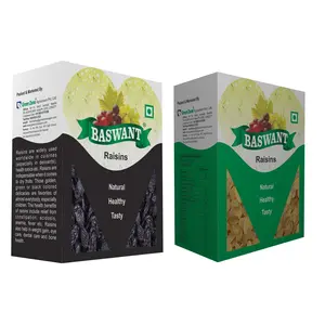 BASWANT Jumbo Black Seedless Raisins 1 kg and Green Seedless Raisin (1 kg Total 2 kg)