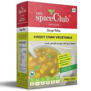 The Spice Club Sweet Corn Vegetables Soup Mix 100g - Delicious Low Fat Super Fast Make in just 5 minutes