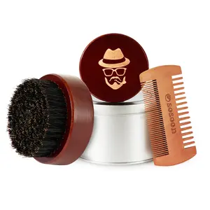 Beard Brush 100% Boar Bristle Black Walnut Wood Beard Comb Brush for Men To Tame and Soften Your Facial Hair