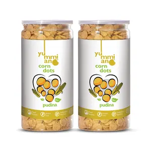 YummianoCorn Dots - Authentic Vacuum Cooked Corn Chips Zero Cholesterol Healthy Snacking with High Nutrient Content No Added Preservatives Gluten Free - Pack of 2 (220g Each) (Flavour: Pudina)