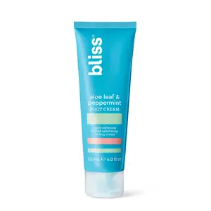 Bliss Aloe Leaf & Peppermint Foot Cream | Super Softening & Aha Exfoliating Cooling Cream | Straight-From-The-Spa | Paraben Free Cruelty Free | 4.0 Fl Oz