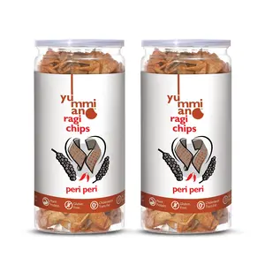 Yummiano® Ragi Chips - Authentic Vacuum Cooked Ragi (Millet) Chips No Cholesterol Healthy Snacking High Nutrient Content No Added Preservatives - Pack of 2 - 140g Each (Peri Peri)