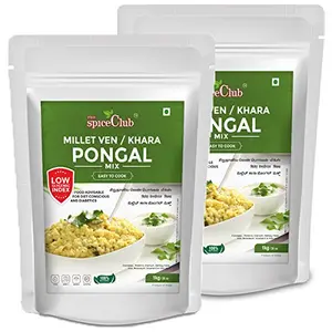 The Spice Club Millet Ven/Khara Pongal Mix 1 Kg (Pack of 2) - (100% Natural Low GI Gluten Free & Diabetics Friendly Food) No Rice Formula