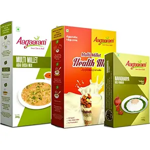 Aagaaram Adai Dosa Mix Health Mix & Navadhanya Rice Powder 500 Grams (Combo of 3)
