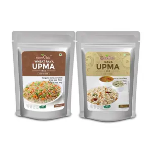 The Spice Club Rava Upma Mix 500g + Wheat Rava Upma Mix 500g (Easy to Cook 100% Natural Traditional Breakfast Dish)