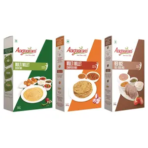 Aagaaram Multi Millet Dosa Mix Multi Millet Chapathi Mix & Red Rice Idly/Dosa Mix 900 Grams (Combo of 3)