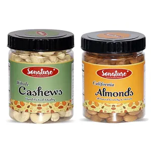 Cashews Almonds 500 Gram Combo Pack by Sonature (In Box)
