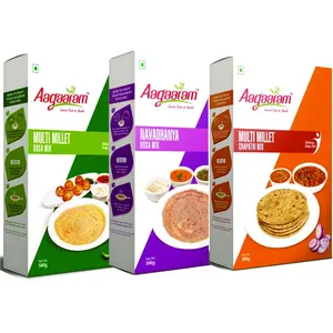 Aagaaram Multi Millet Dosa Mix Multi Millet Chapathi Mix & Navadhanya Dosa Mix 1500 Grams (Combo of 3)