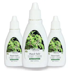 CUREMEDIES Panch Tulsi With Organic Ginger Oil Natural And Herbal Immunity Booster - (30 Ml 2 Pc)
