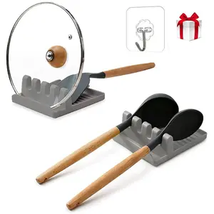 Curated Cart Spoon Spatula Holder for Kitchen Platform Heat Resistant Lid and Spoon Rest for Kitchen Gadgets Utensil Holder (Random Color) with a Hooks Free