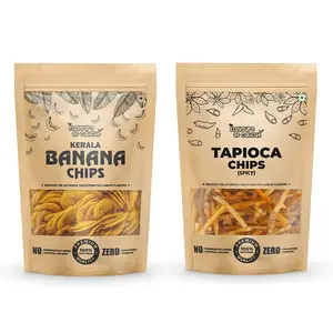 Flavours of Calicut - Kerala Chips Combo - Banana Chips (500g) & Tapioca Chips (500g) - 1kg(Pack of 2 x 500g)