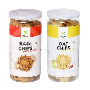 New Tree Wholesome Healthy Snack Combo || Ragi Chips Chaat Masala 200gm || Oats Chips Lemon & Spice 200gm || Combo Pack of 2 || Combined Weight: 400gm || Gluten Free Snacks.