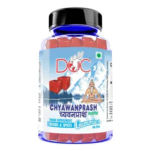 DOC Chyawanprash Gummies  Helps Build Stamina Strength and Immunity in Kids Adults and Elders  Vegetarian NON-GMO and Gluten Free  60 Nos Veg Gummies