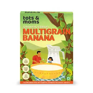 Tots & Moms Foods Multigrain Banana Cereal | Natural & Wholesome Porridge with Supergrains Pulses & Dry Fruits - 200g
