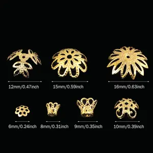 Flower Spacer Cap Flower-Shaped Spacer Spacer Cap for Earring for Necklace for Jewelry Making Lover for Decoration(Gold)