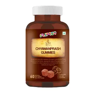Flipper Chyawanprash Gummies - Helps Boost IMMUNITY in Kids Adults and Elders - Helps Improve Overall Health + Contains 60 GUMMIES + VEGETARIAN Gluten Free and Non GMO