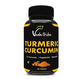 Veda Tribe Turmeric Curcumin with Bioperine 1300mg. Anti-inflammatory  Antioxidant  Highest potency 60 capsules.