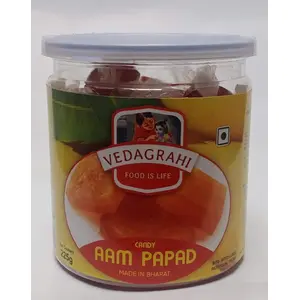 VEDAGRAHI AAM PAPAD Candy 225 Grams (Bite-Sized Individually Wrapped Mango Pulp Candy)