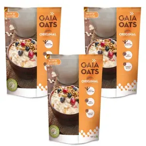 GAIA Oats Original high in Dietary Fiber & Protein Zero Trans Fat 500 gm Each (Pack of 3 500 gm Each)