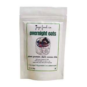 jays food co. Overnight Oats - Plant Protein Dark Cocoa Chia - 17g protein/serving | Made with Rolled Oats