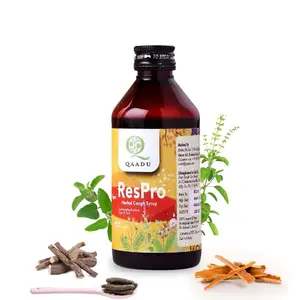QAADU Respro Ayurvedic Cough Syrup with herbal ingredients as Pippali Yashtimadhu Tulsi Dalchini Cough Reliever (200 ML)