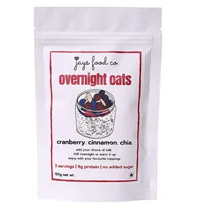 jays food co. Overnight Oats - Cranberry Chia - 9g protein/serving | Made with Rolled Oats