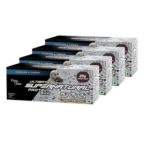 Pour Vous Ultimate Supernatural Soft Center Healthy Protein Bar (20g Protein) Snack Cookies and Cream 4 Pack Protein Bar (20g Protein) (Cookies and Cream 4 Pack)