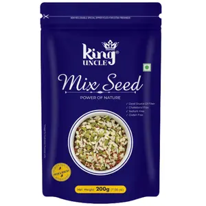 King Uncle's 7 in 1 Roasted Super Seeds Mix of Roasted Flax Seeds Sunflower Seeds Pumpkin Seeds Watermelon Seeds Sesame Seeds Cucumber Seeds & Raw Chia Seeds 400 grams