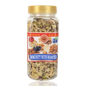JRC Immunity Nuts Roasted - 200 grams | Roasted Mixed Nuts | Healthy Nuts | Pumpkin seeds Watermelon seeds Musk Melon seeds Cucumber seeds Chilgoza giri Flax seeds Sesame seeds Blackberry Blueberry Cranberry Almonds Chia seeds