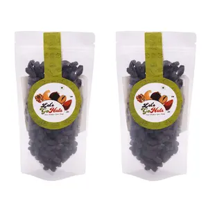 Let's Go Nuts Raw Black Dry Grapes with Seeds (Kali Kismish Raisins Kala Munakka) 300 Grams