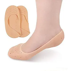Pranav Sales Anti Crack Full Length Silicon Foot Protector Moisturizing Socks For Foot Care And Heel Cracks (Skin Color)